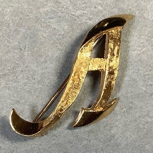 Gold Letter A Brooch
